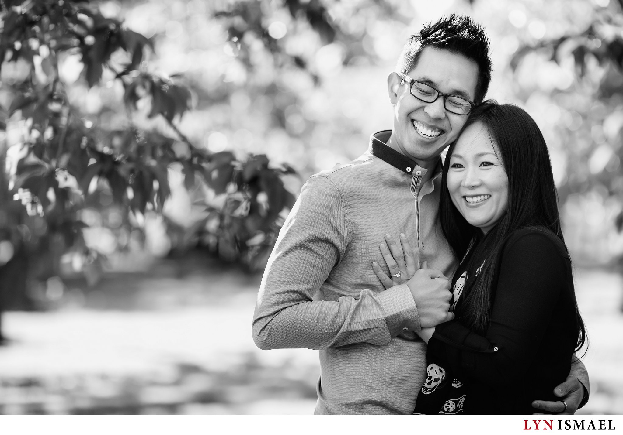 Black and white image of an engaged couple at Puddicombe Farms