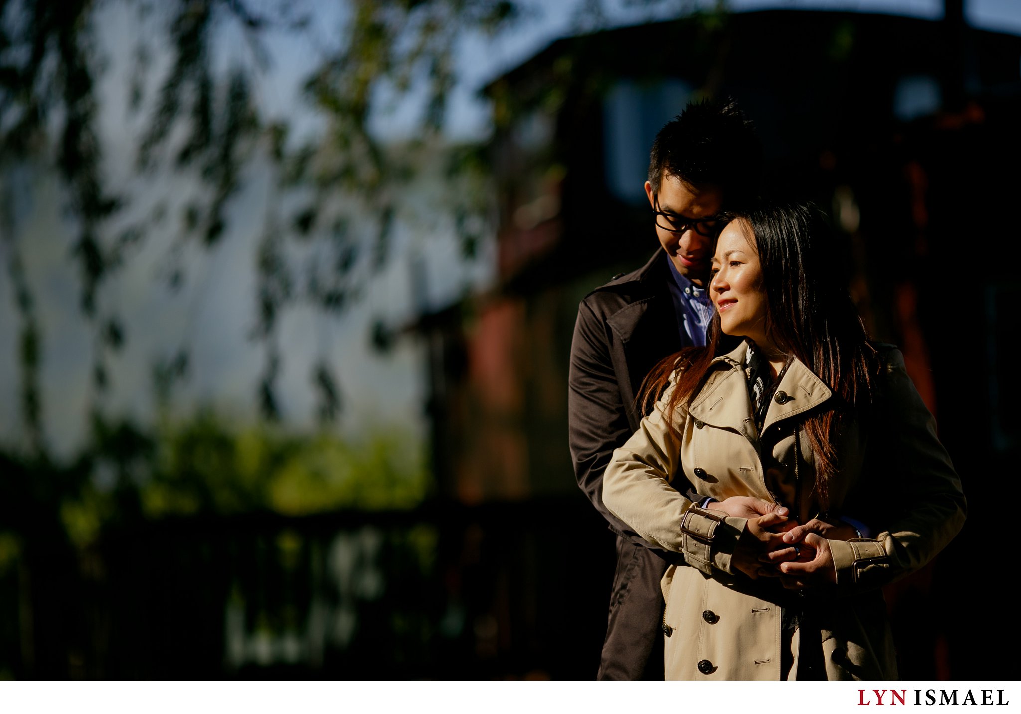 Asian couple celebrates their recent engagement to each other by having their engagement session done at Puddicombe Farms