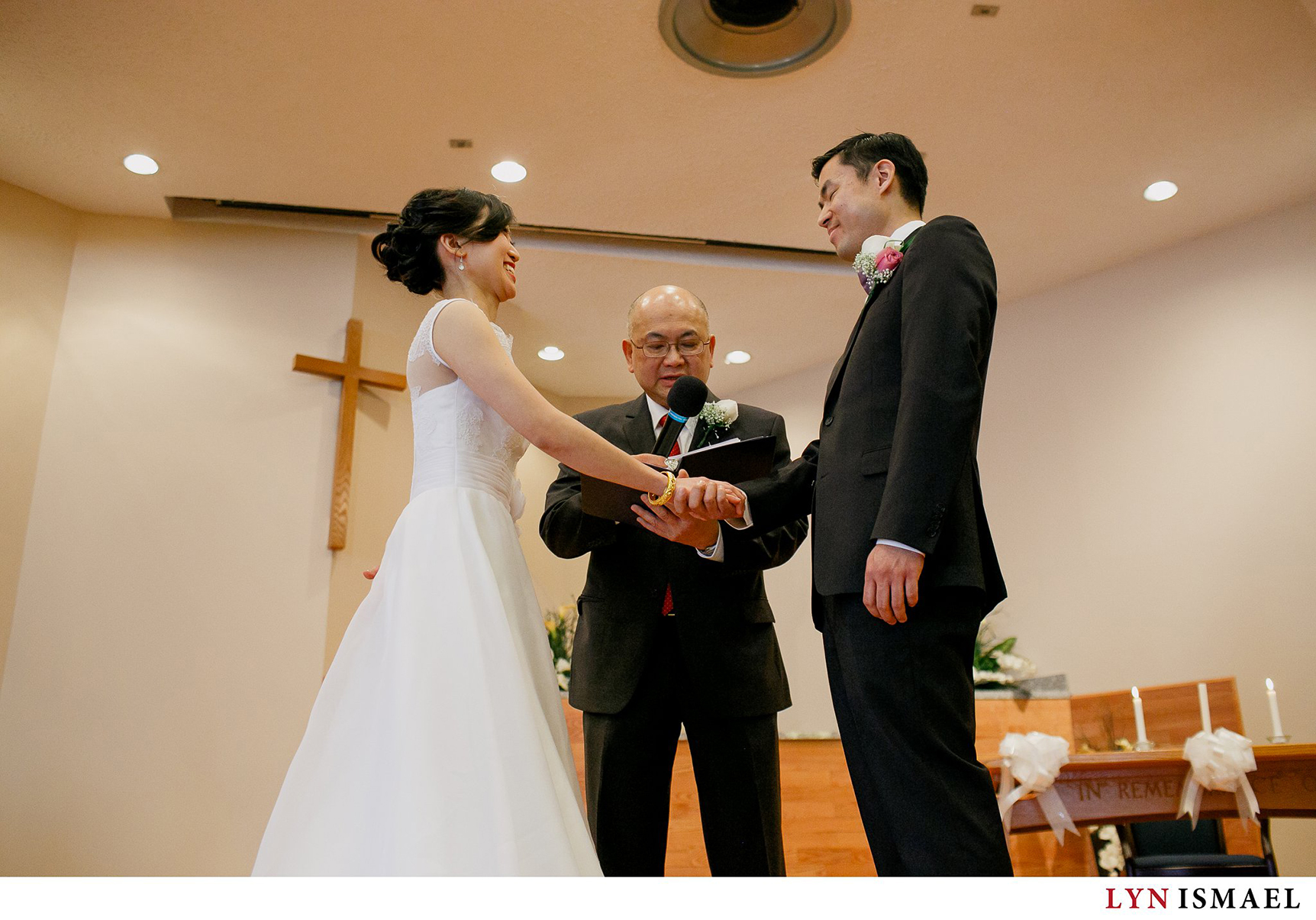 A wedding ceremony inside Chinese Gospel Church in Scarborough, Ontario.