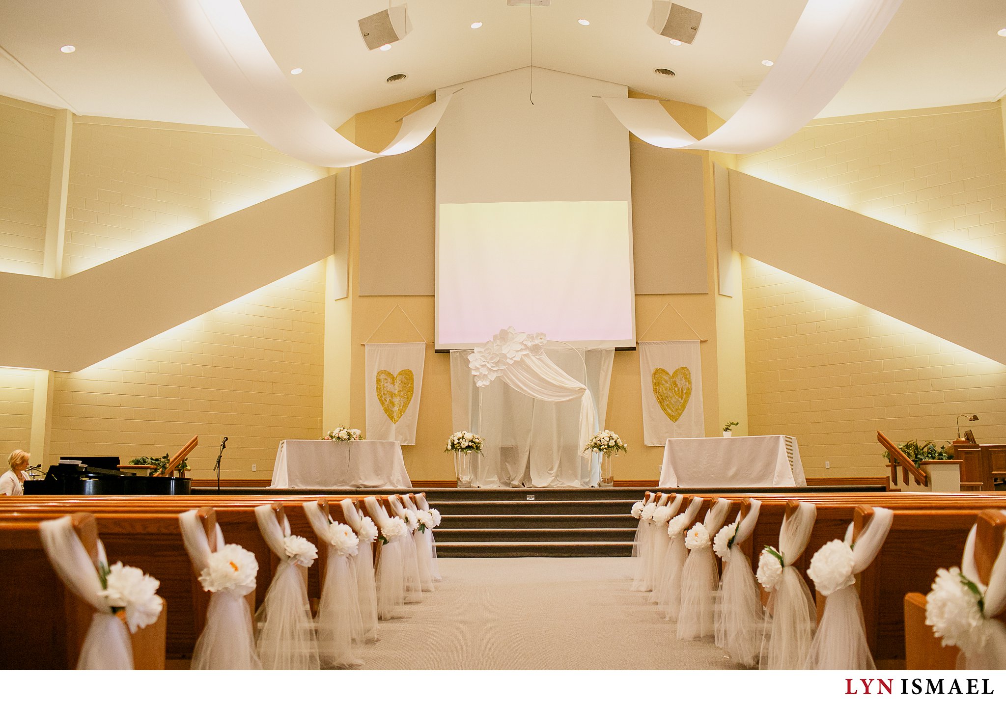 a wedding ceremony inside the Christian Reformed Church in Drayton, Ontario.