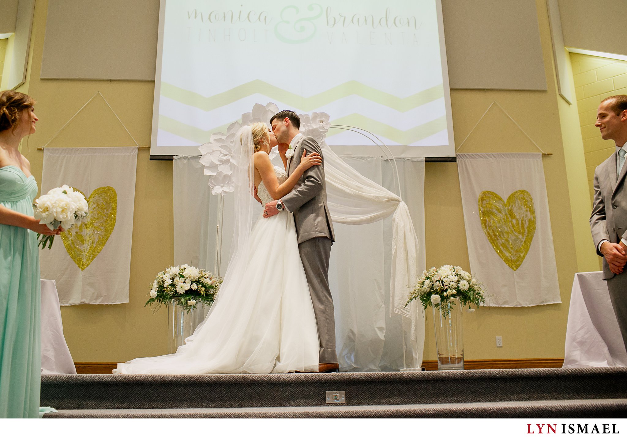 The first kiss at a wedding at Christian Reformed Church in Listowel.