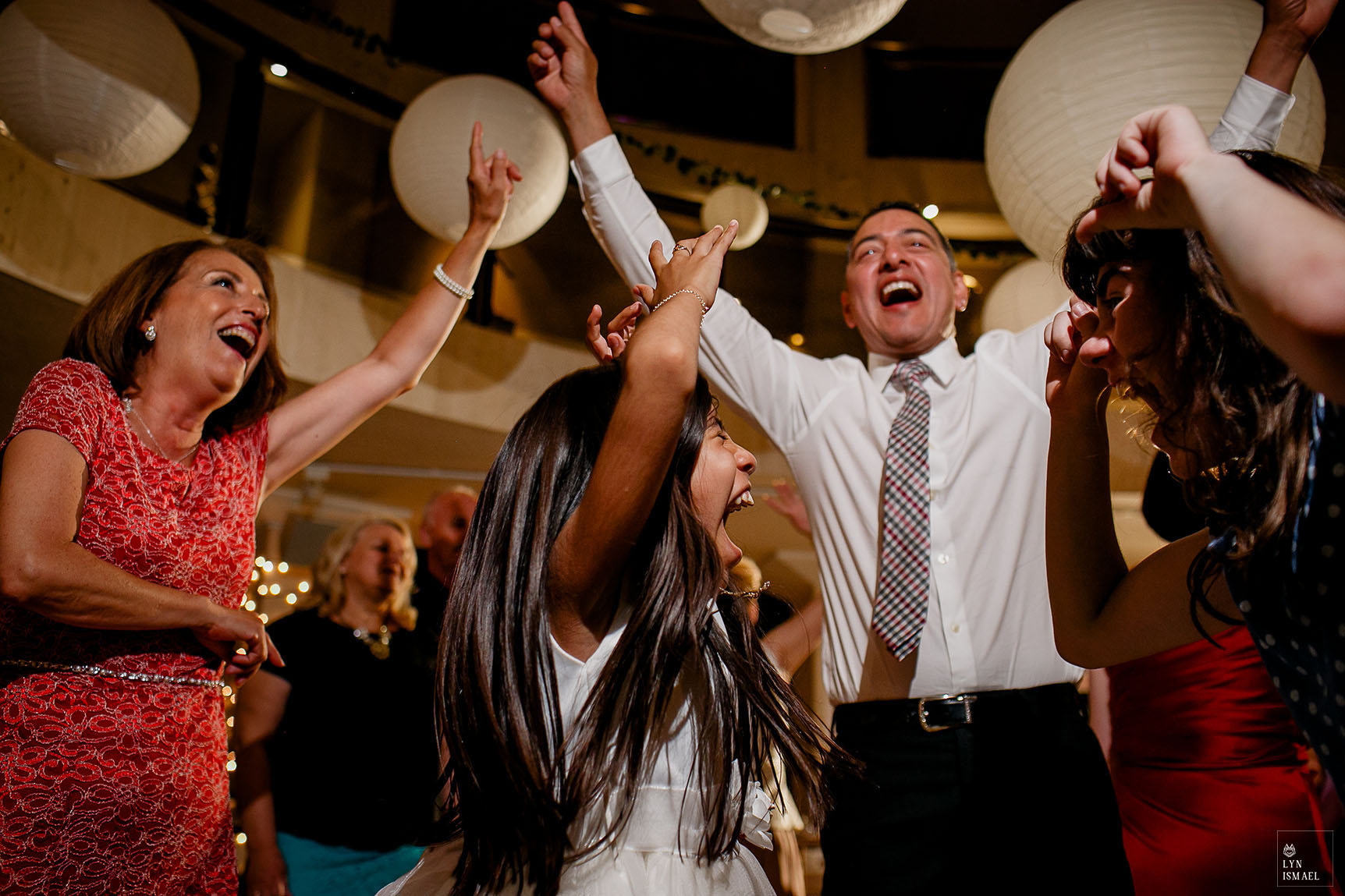 Guests dance at a wedding reception in Columbus Event Centre