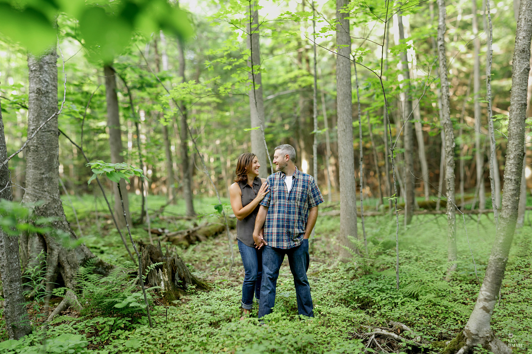 Wooded area in Innisfil as a location for a couple's engagement session