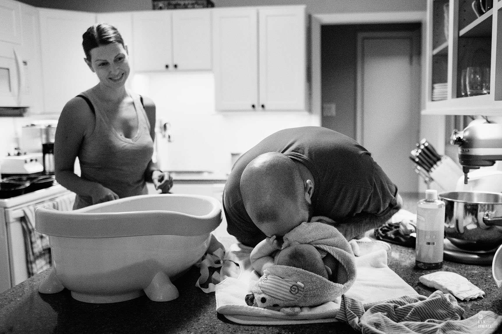 Bath time captured by Kitchener family documentary photographer