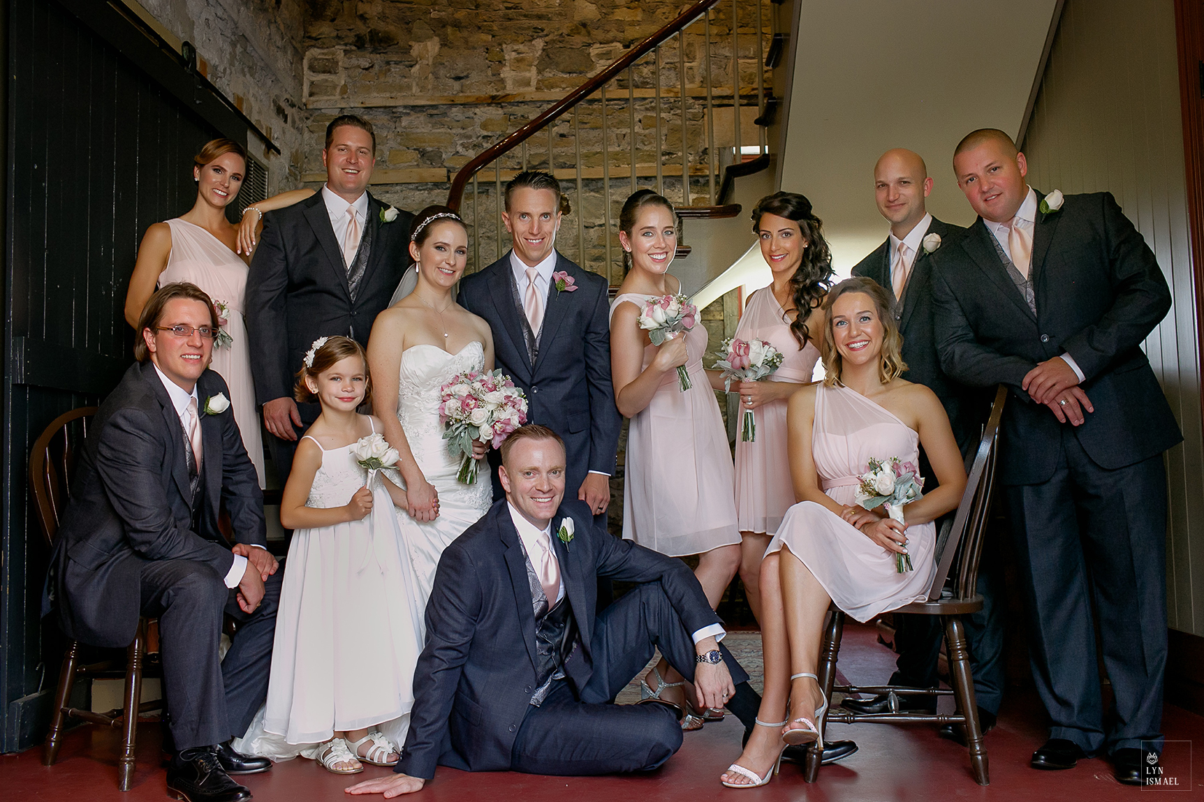 Wedding party portrait in Dundurn Castle.