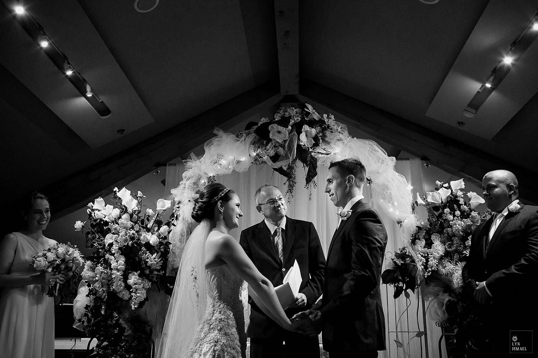 An indoor wedding ceremony in Dundurn Castle in Hamilton.