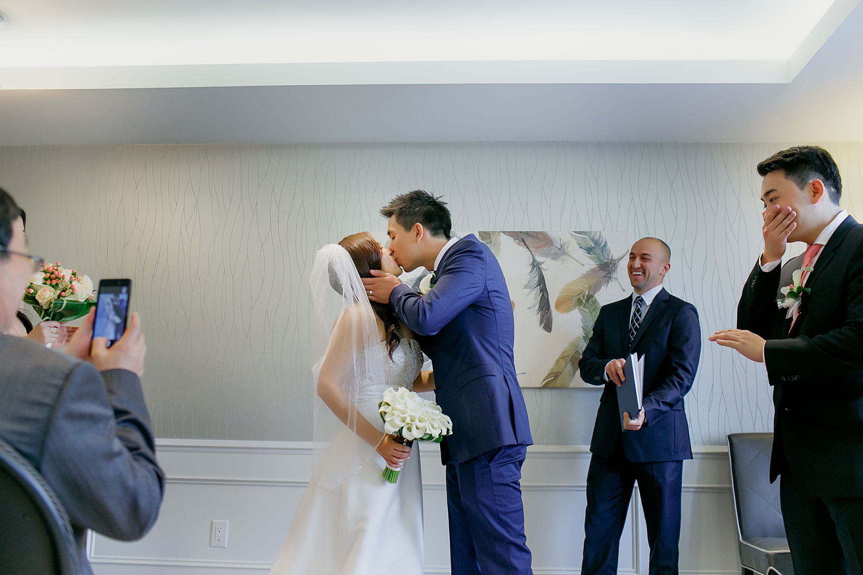 first kiss at the wedding ceremony