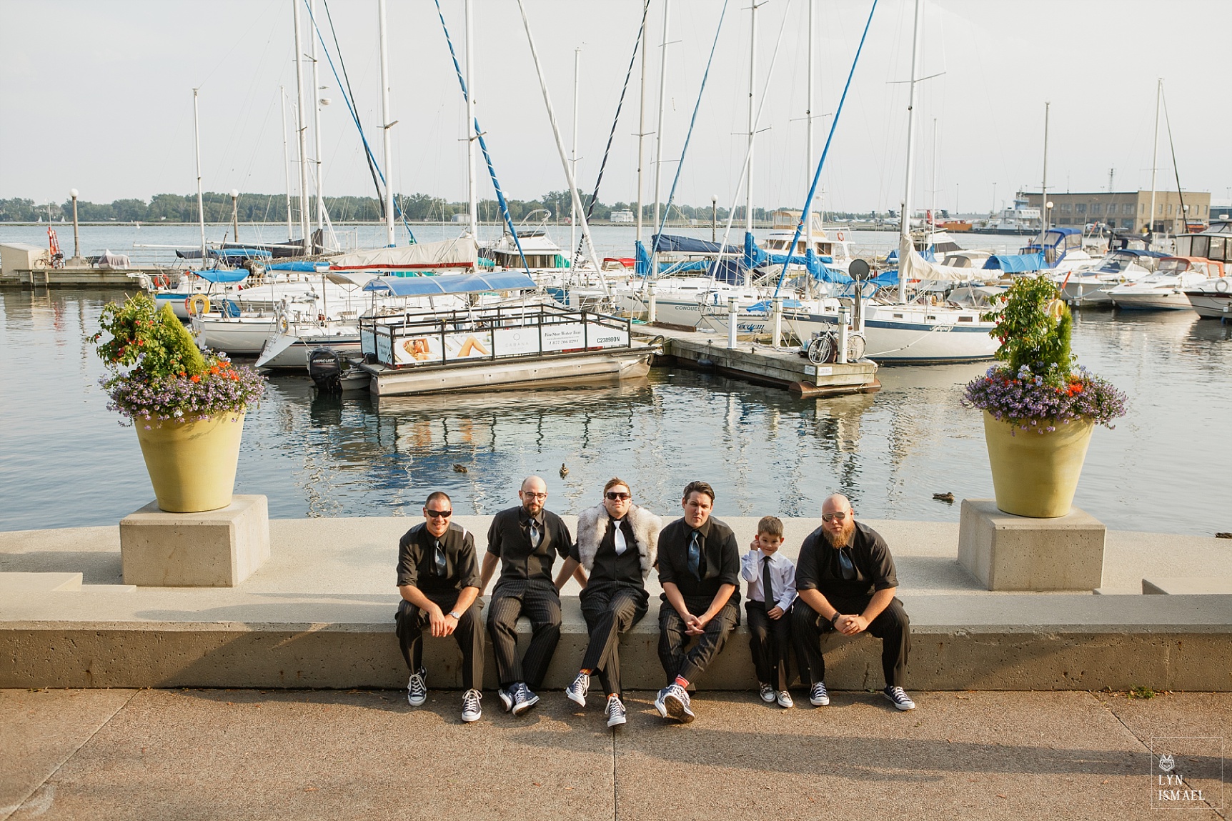 Groom and his groomsmen at Queen's Quay