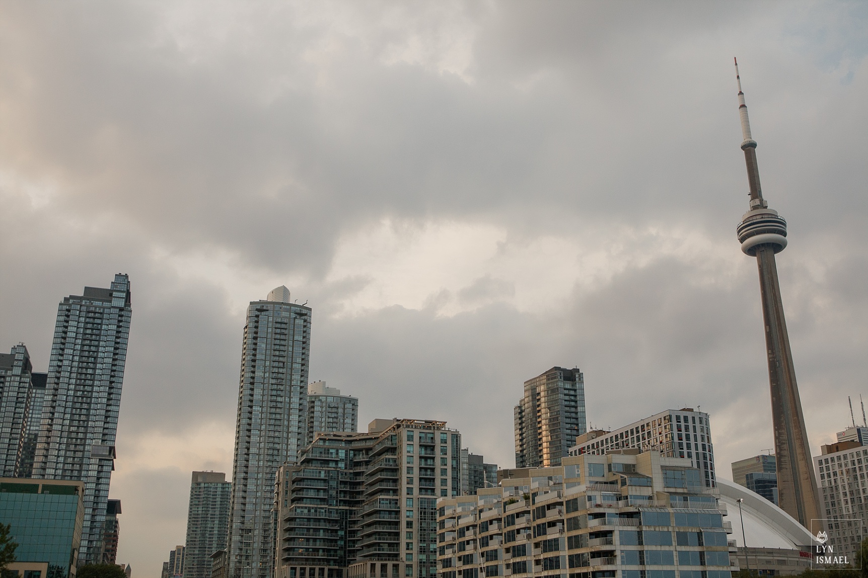 View of rain clouds and the Toronto skyline