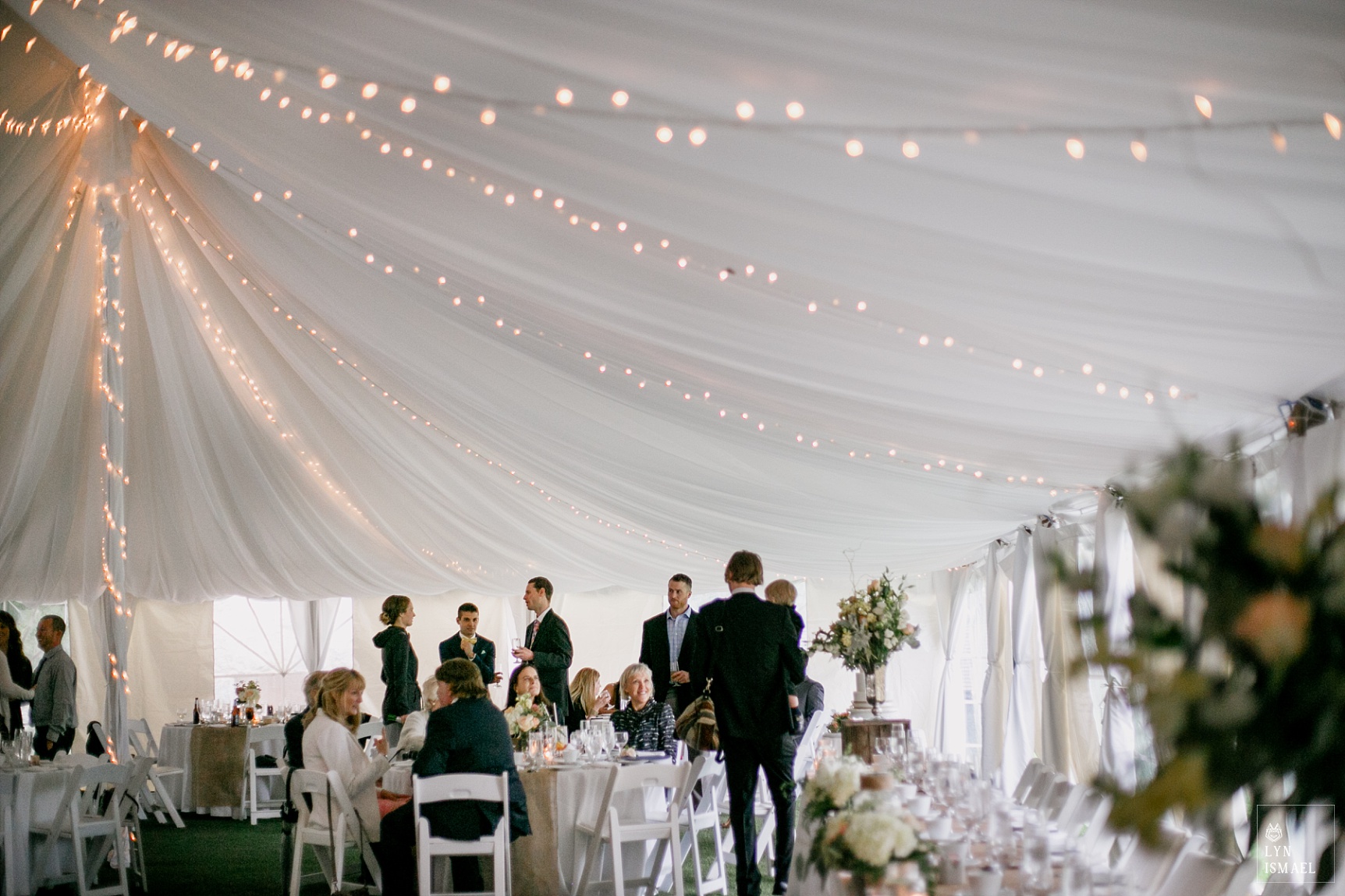 Beautifully decorated Marquis tent at a Knollwood Golf Club wedding