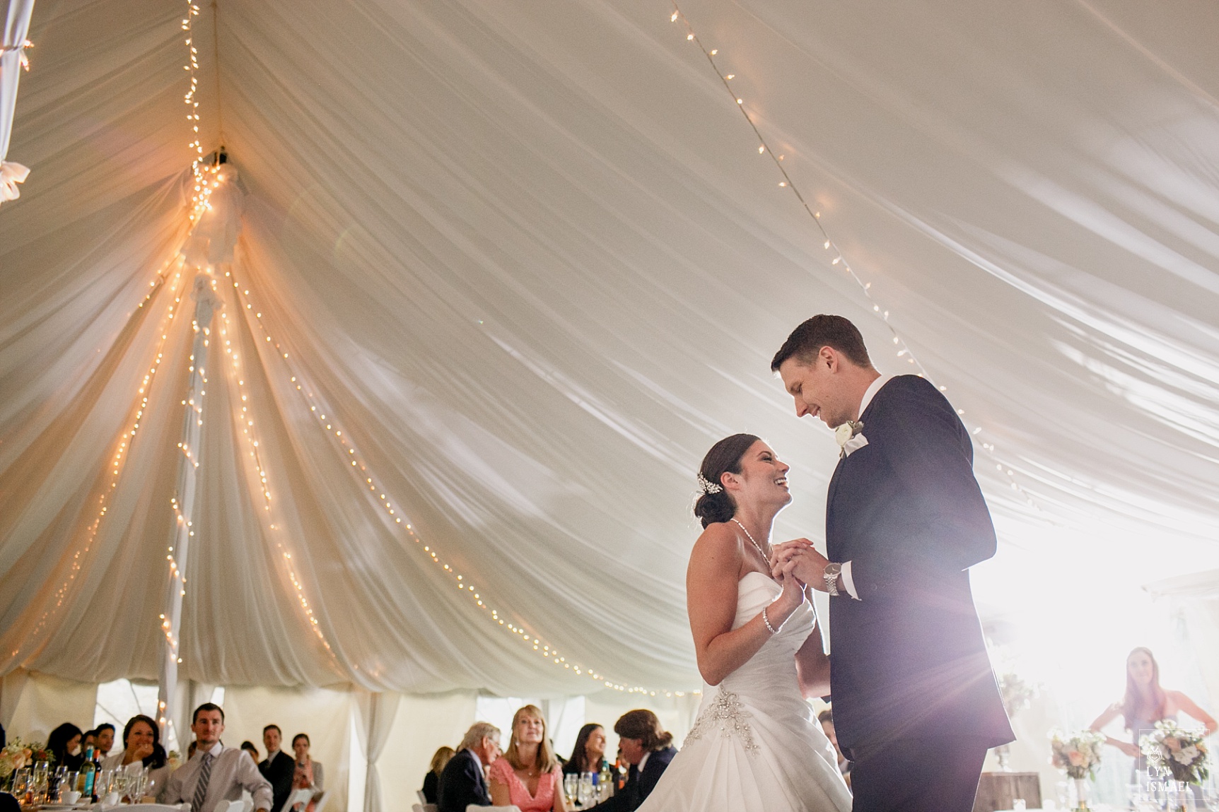 The first dance inside the Marquis tent at Knollwood Golf Club.