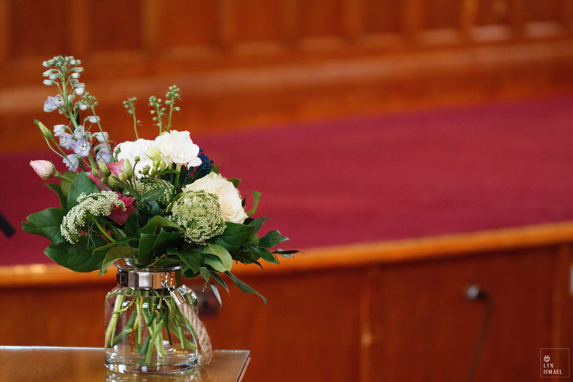 An elegant flower arrangement at the Kitchener Mennonite Brethren Church