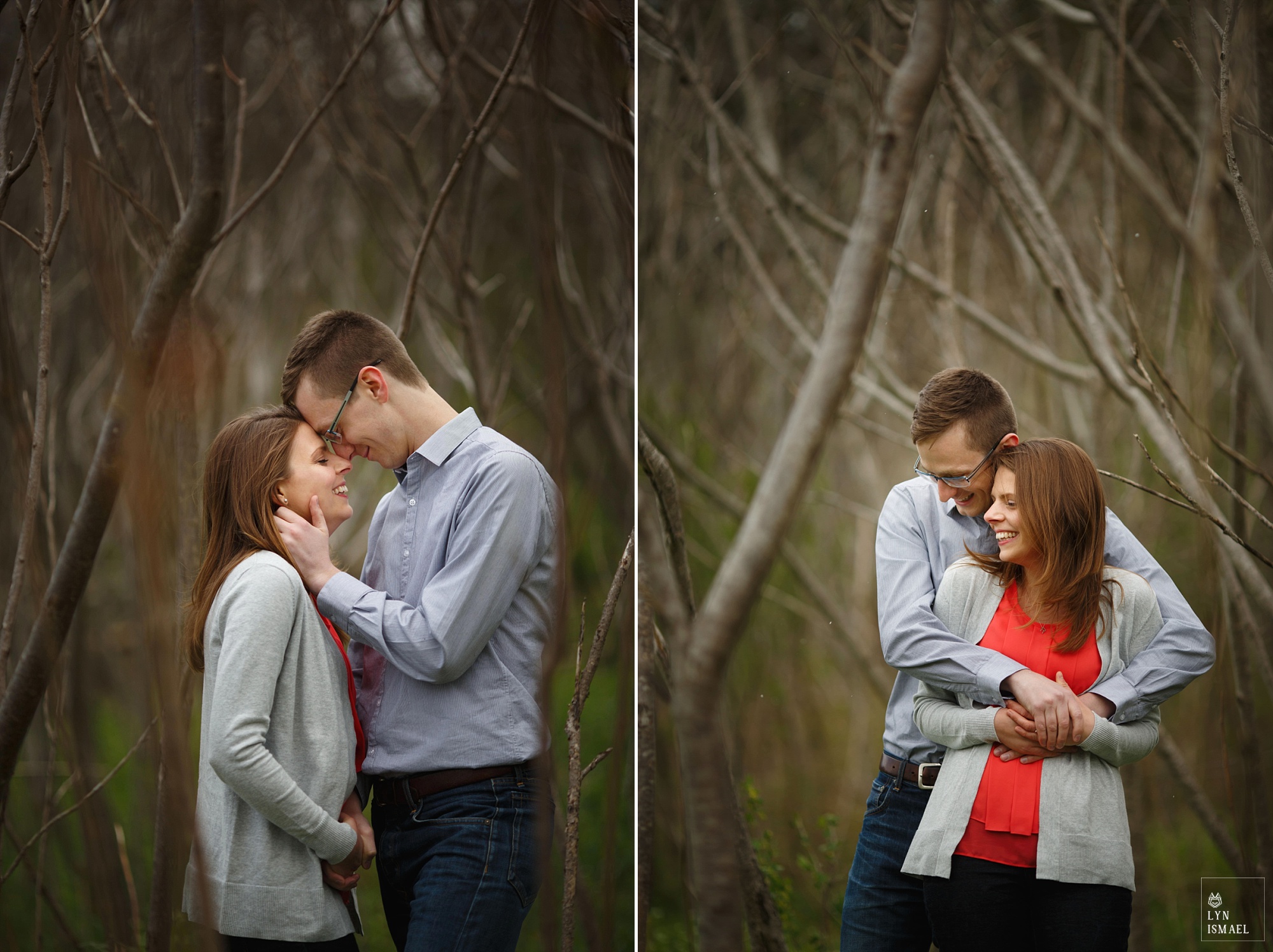Beautiful portraits of an engaged couple in Huron Natural Area.
