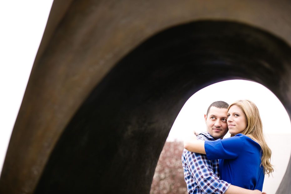 a beautifully framed image of an engaged couple in Kitchener, Ontario
