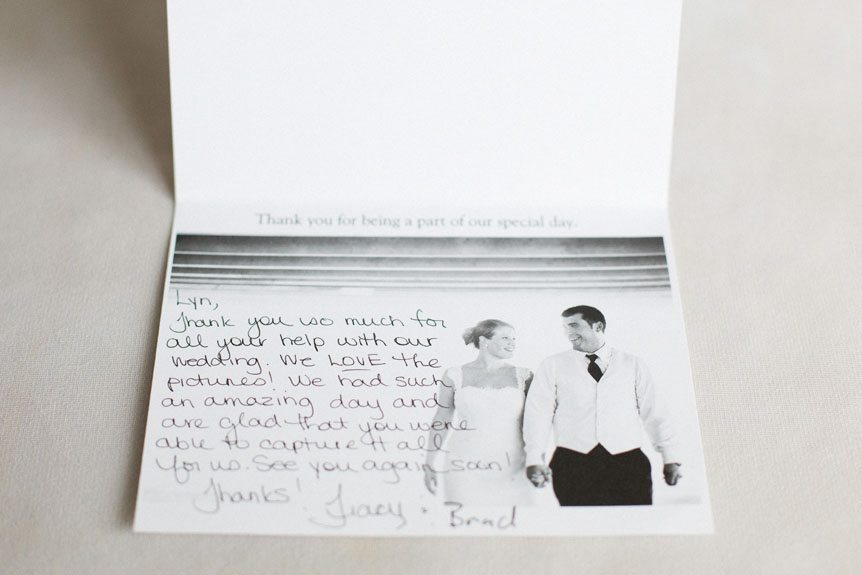 Toronto wedding photographer receives a heartfelt thank you card from a happy bride and groom.