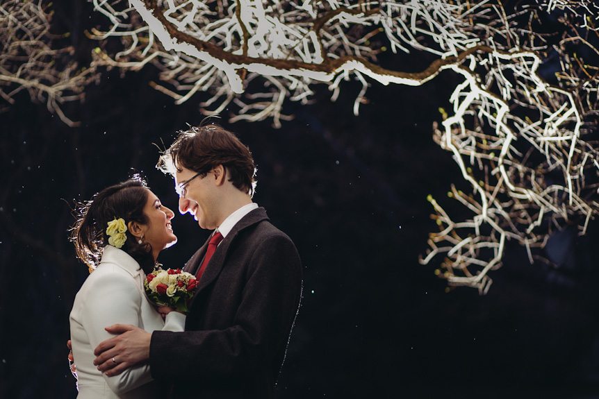 A portrait of the bride and groom at an intimate University of Toronto wedding