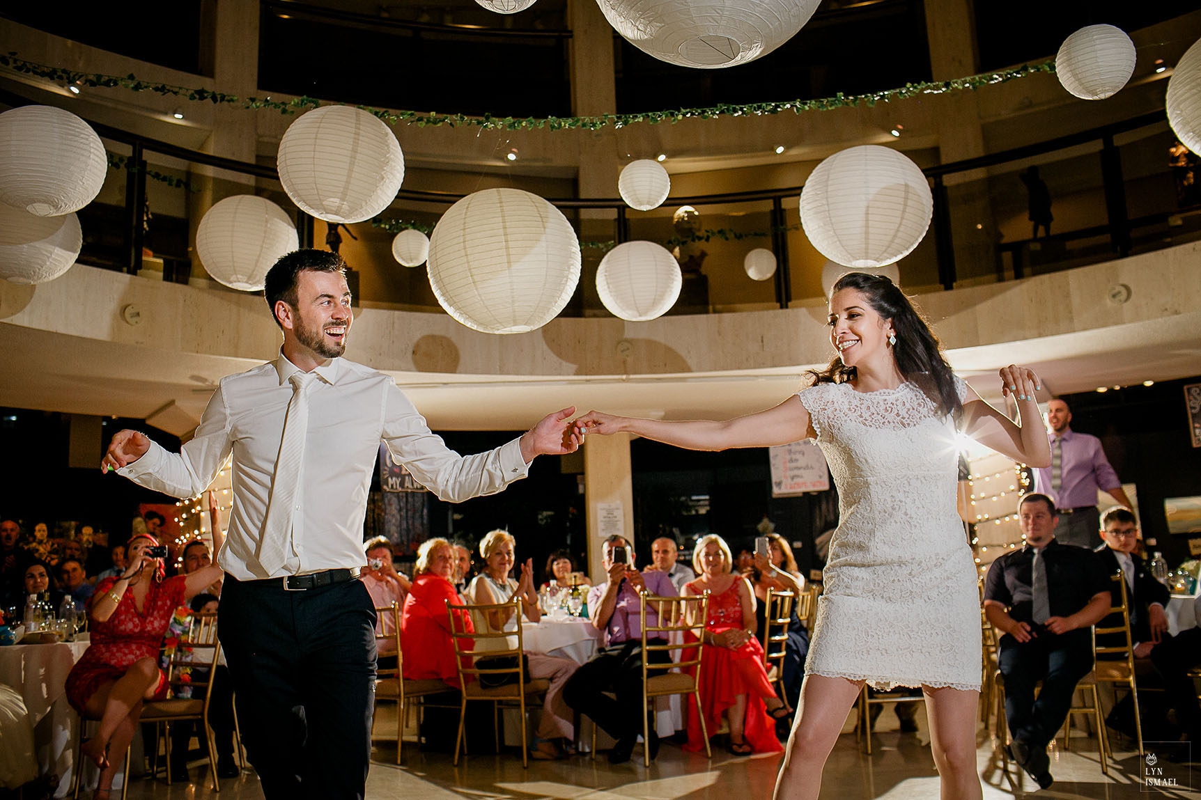 Bride and groom perform a surprise dance number at their wedding reception at Columbus Event Centre